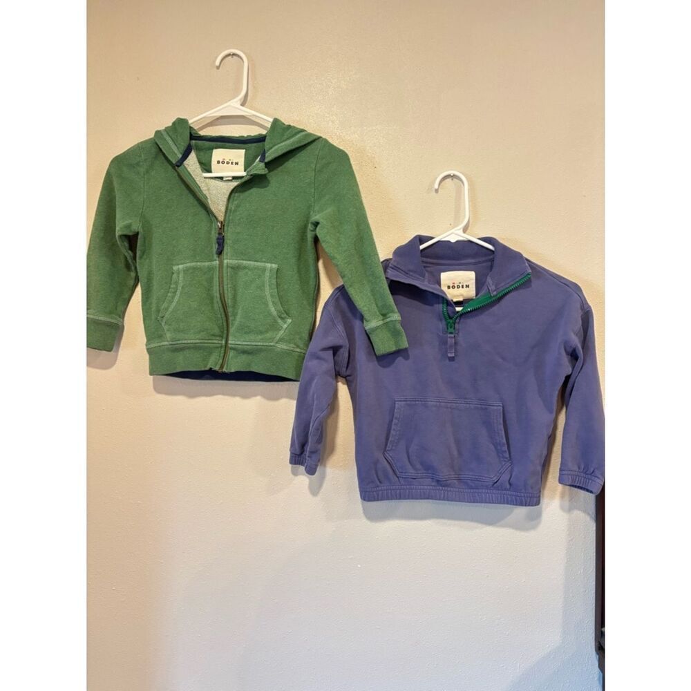 Mini Boden Boys Sweatshirt Bundle Size 5/6 Zip Hoodie & Quarter Zip Pullover